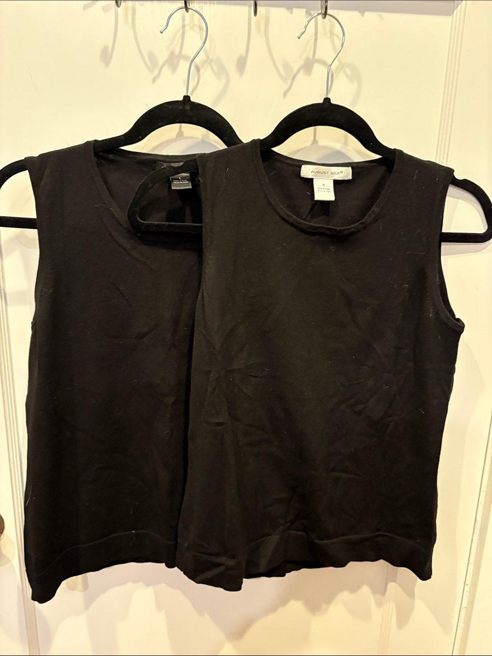 Two august silk Black Ribbed Sleeveless Tank Tops BN534